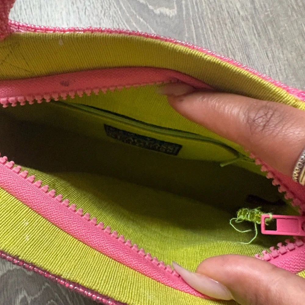Pink Beaded Cocktail Motif Top-Handle Bag
